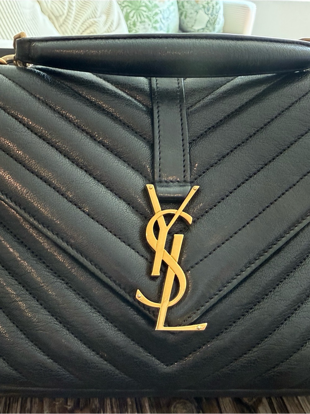 Saint Laurent Black Monogram Quilted Leather Shoulder Bag